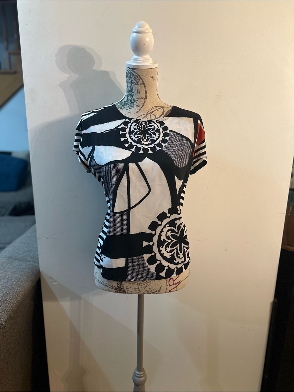 Desigual Black, White & Red Graphic Short Sleeve Tee